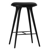 High Stool barkruk zwart beuken - zwart leer 74 cm.