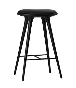 Mater Design - High Stool zwart beuken, zwart leer H74