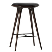 Mater Design - High Stool dark stained beech - black leather 74 cm.
