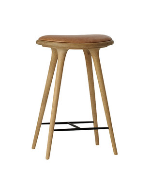 Mater Design - High Stool gezeept eiken, naturel leer H69