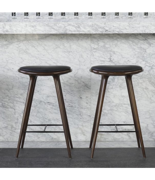 Mater Design  Mater Design - High Stool black beech - black leather 74 cm.