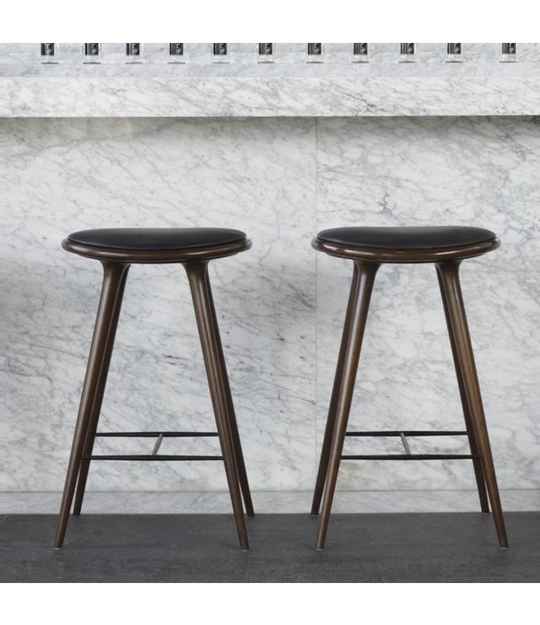 Mater Design  Mater High Stool black beech, black leather 74cm