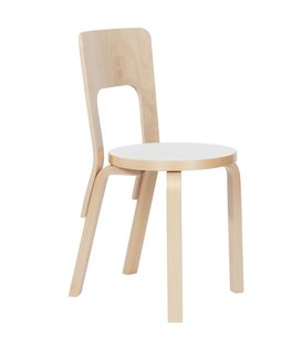 Artek - Chair 66 birch, IKI white HPL seat