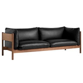 Arbour Eco 3 zits bank Nevada 0500S zwart leer - walnoot frame