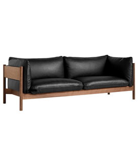 Hay - Arbour 3-seater Sofa Nevada black leather - walnut frame