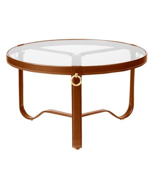 Gubi - Adnet coffee table tan leather Ø70