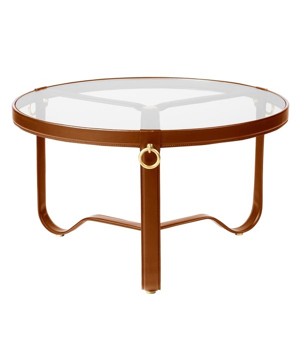 Gubi  Gubi - Adnet coffee table tan leather Ø70