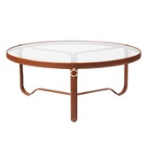 Gubi - Adnet coffee table tan leather Ø100