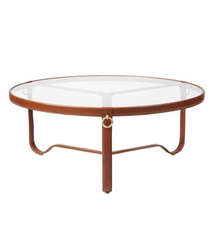 Gubi - Adnet coffee table tan leather Ø100