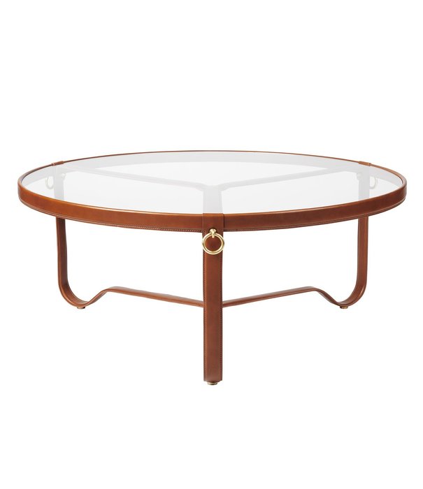 Gubi  Gubi - Adnet coffee table tan leather Ø100