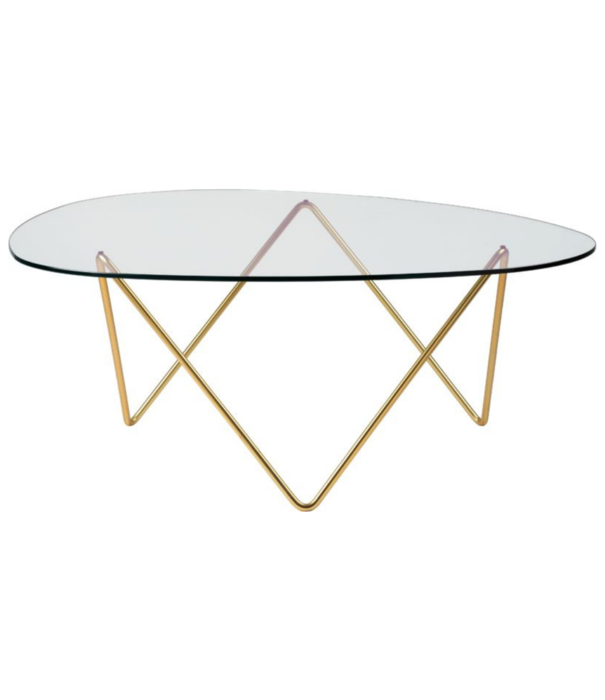 Gubi  Gubi - Pedrera coffee table brass - clear glass