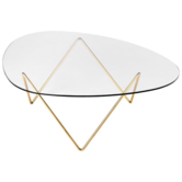 Gubi - Pedrera coffee table brass - clear glass