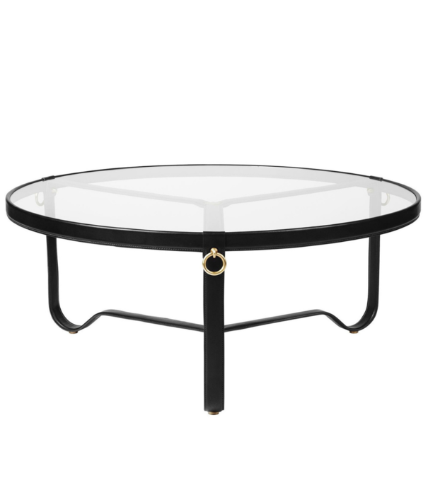 Gubi  Gubi - Adnet Coffee Table black leather Ø70