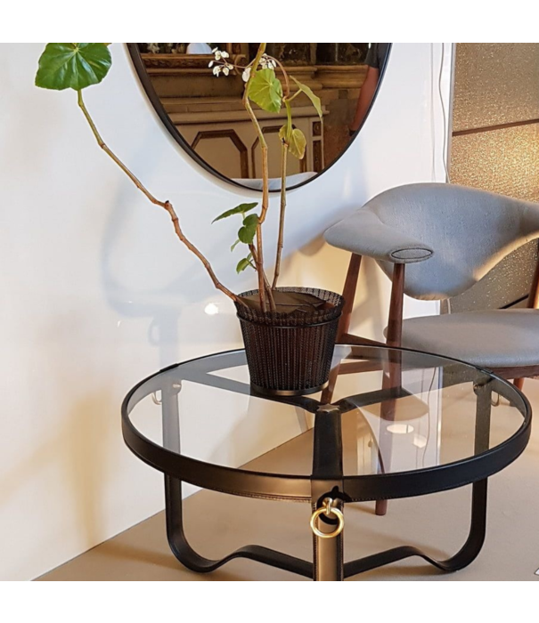 Gubi  Gubi - Adnet Coffee Table black leather Ø70