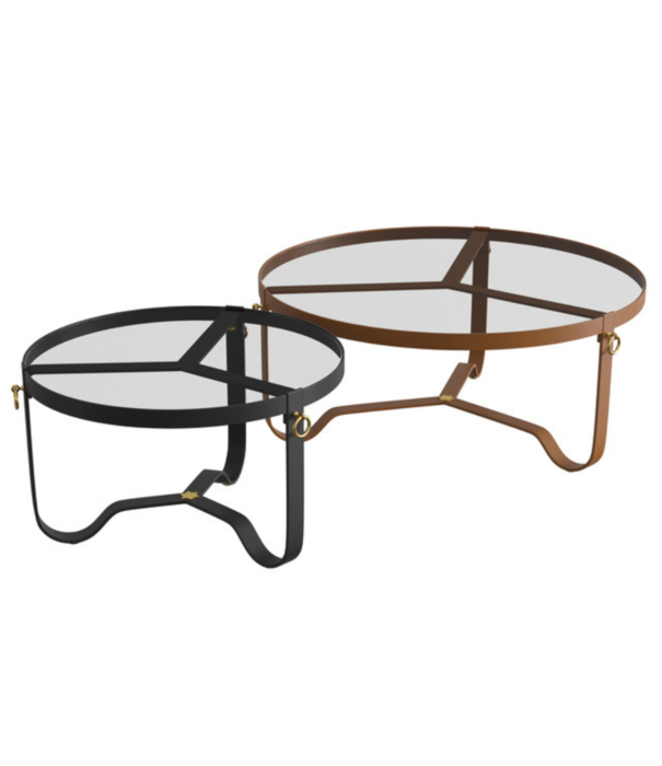 Gubi  Gubi - Adnet Coffee Table black leather Ø70