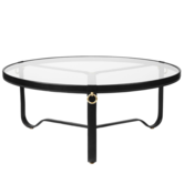 Gubi - Adnet coffee table black leather Ø100