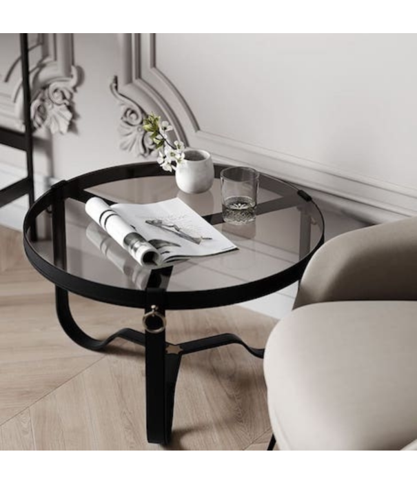 Gubi  Gubi - Adnet coffee table black leather Ø100