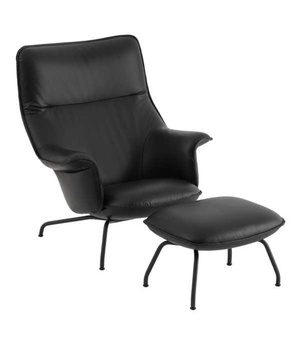 Muuto Doze Lounge Chair black Refine leather, black