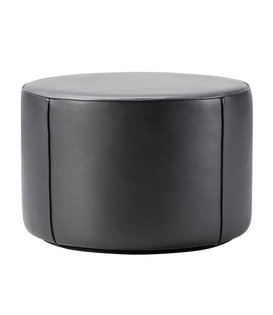 Fredericia - Mono pouf, black leather Ø55