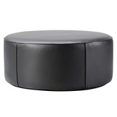 Mono pouf black leather Ø90
