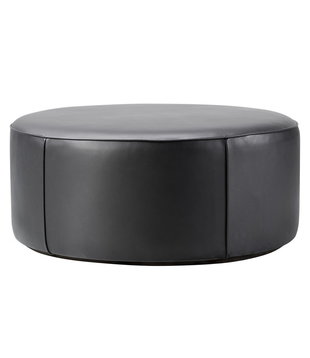 Fredericia - Mono pouf black leather Ø90