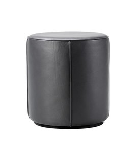 Mono Pouf black Omni leather Ø39