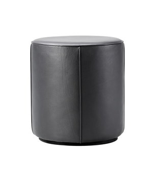 Fredericia - Mono pouf black leather Ø39