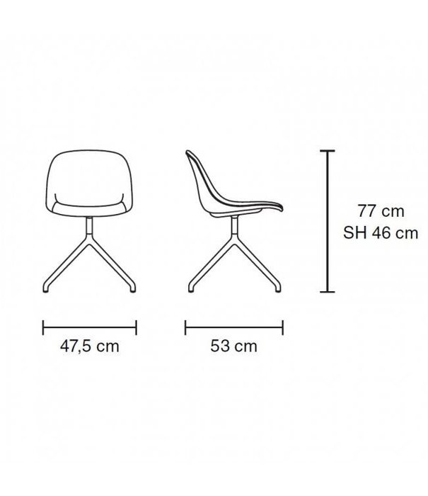 Muuto  Muuto - Fiber Stoel Leer / Swivel Voet