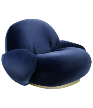 Gubi Pacha Lounge Stoel met arm Gubi velvet, swivel voet