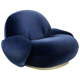 Gubi - Pacha Lounge Stoel met arm Gubi velvet, fixed voet