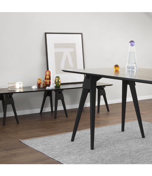 Design House Stockholm  Design House Stockholm - Arco desk black stained - glass table top