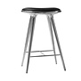 Mater Design - High Stool polished aluminium, black leather