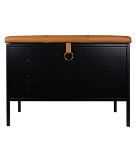 Maze - Frank storage bench black - cognac leather