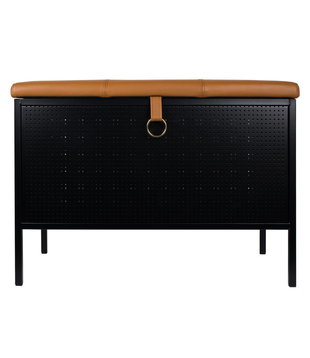 Maze - Frank storage bench black - cognac leather