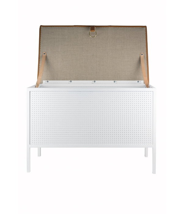 Maze  Maze - Frank storage bench white - cognac leather