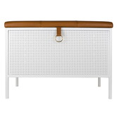 Maze - Frank storage bench white - cognac leather