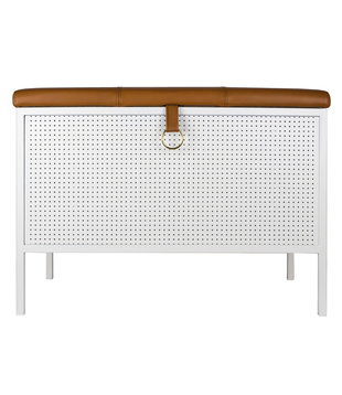 Maze - Frank storage bench white - cognac leather