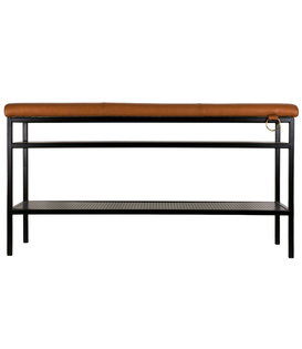 Maze Nancy Shoe Shelf Bank zwart, vintage cognac leer