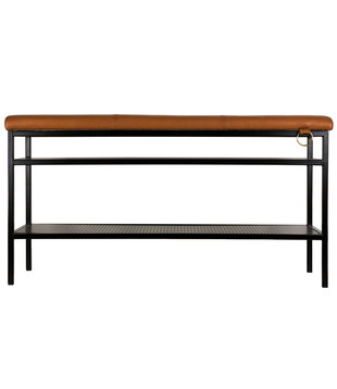 Maze Nancy Shoe Shelf Bank zwart, vintage cognac leer