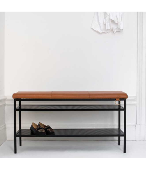 Maze  Maze Nancy Shoe Shelf Bench white, vintage cognac leather