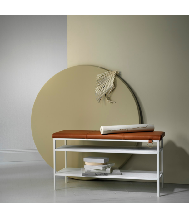 Maze  Maze Frank Storage Bank wit, vintage cognac leer