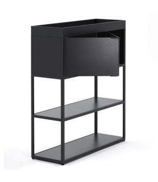 Hay - New Order cabinet charcoal 4 layers with sliding door and tray top