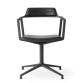Vipp - 452 swivel chair - polished frame - black leather