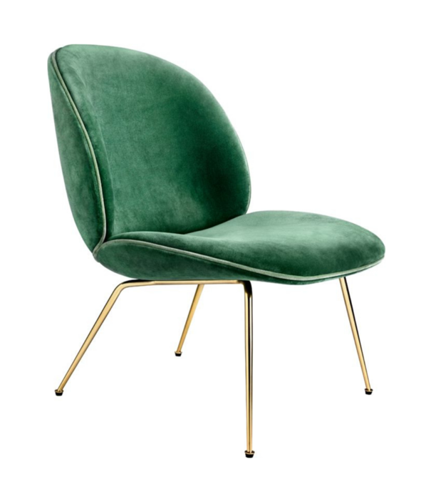 Gubi  Gubi - Beetle lounge chair velvet 294 - conic base brass