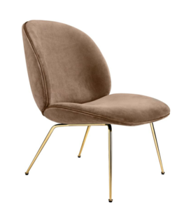 Gubi Beetle lounge chair velvet 294, base brass