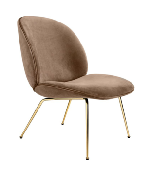 Gubi Beetle lounge chair velvet 294, base brass