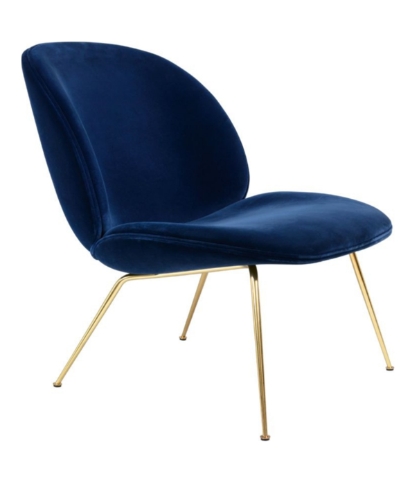 Gubi  Gubi Beetle lounge stoel velvet 294, voet messing