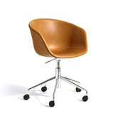 AAC 53 Bureaustoel leer,  aluminium swivel met wielen