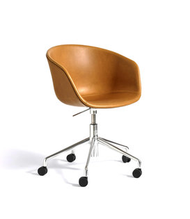 Hay AAC 53 Chair leather, aluminium 5 star swivel with castors/gas lift