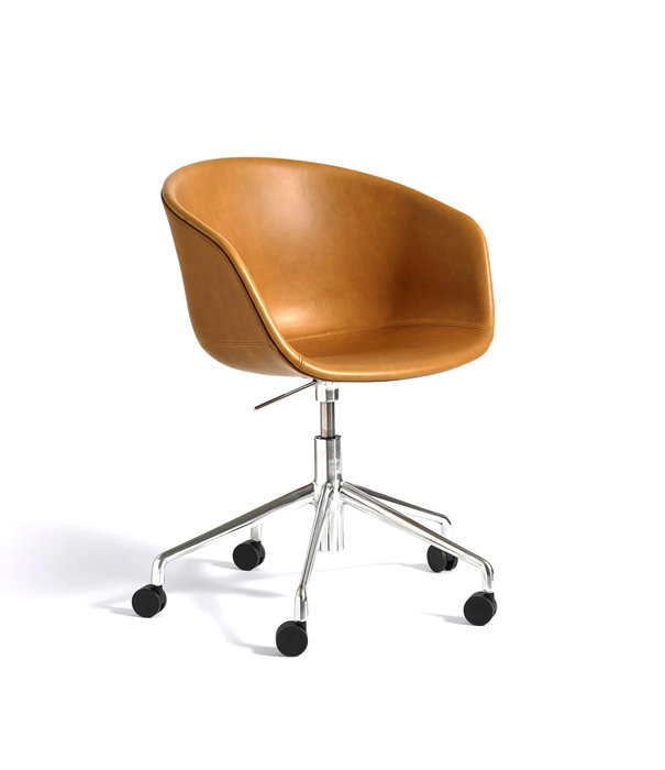 Hay  AAC 53 Bureaustoel leer,  aluminium swivel met wielen